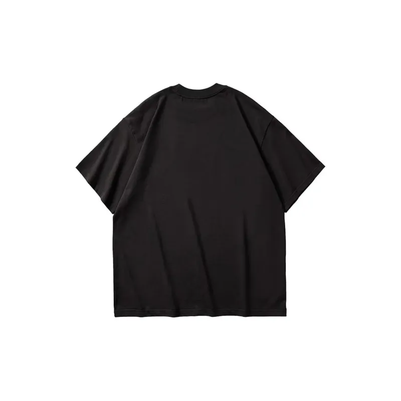 Chinpeno American Letter Print Crew Neck Pullover Breathable Drop Shoulder Short Sleeved T Shirt Unisex-5