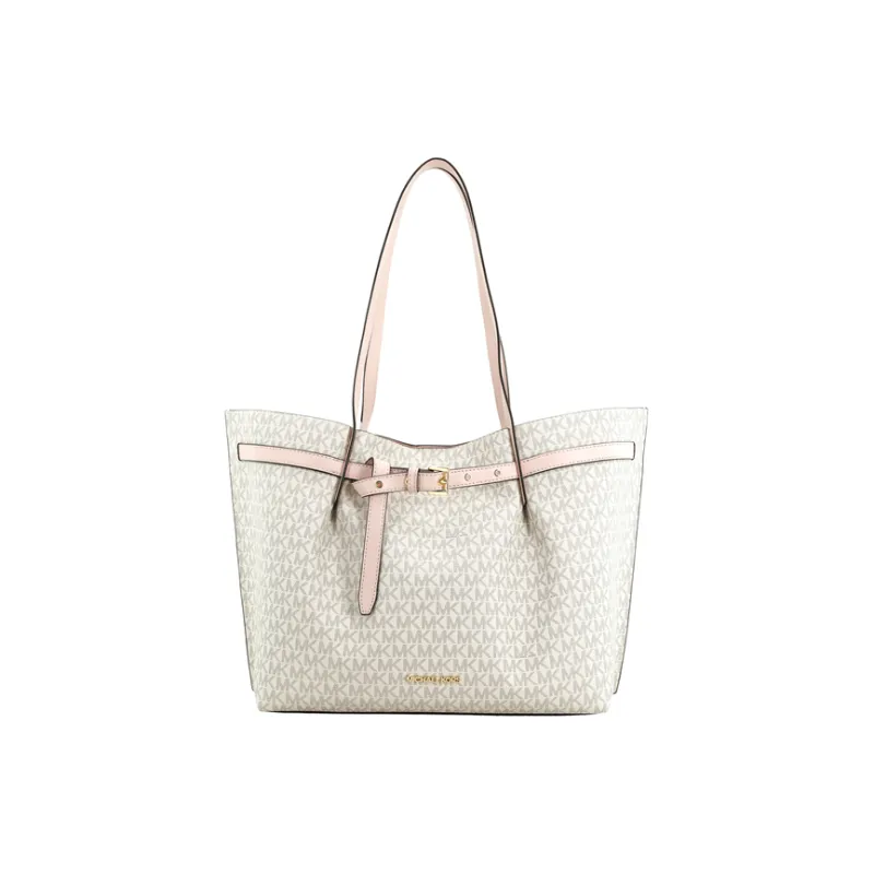 MICHAEL KORS Emilia Canvas Tote Bag, Shopping Bag, Shoulder Bag, Handbag Tubas Women's Beige & Pink-1