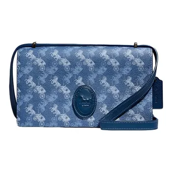 COACH Camille Leather Small Square Bag Shoulder Bag Crossbody Bag Medium Size Women's Blue