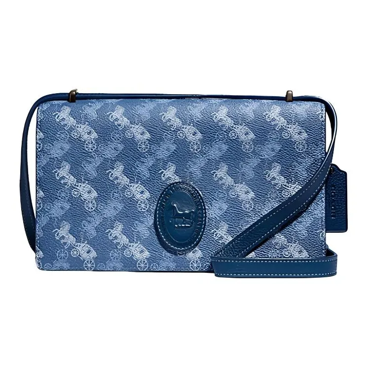 COACH Camille Leather Small Square Bag Shoulder Bag Crossbody Bag Medium Size Women's Blue-0