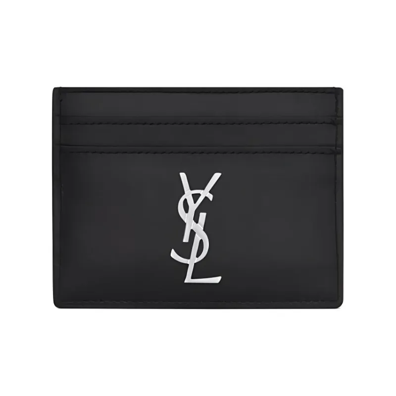 SAINT LAURENT Smooth Finish Leather Card Holder Card Holder Men's Black-0