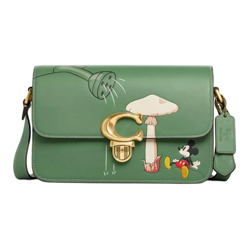 COACH Disney Collaboration Studio Glove Tanning Crossbody Bag, Shoulder Bag Women's Green-0