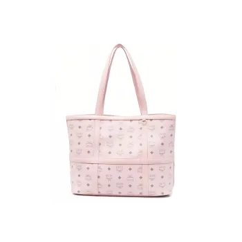 MCM Coated Canvas With Leather Tote Bag, Shopping Bag, Handbag, Shoulder Bag Medium Size Women's Pink