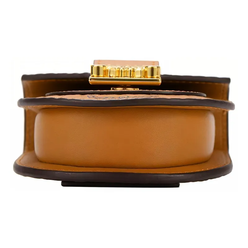 MCM Patricia Visetos Polyester With Leather Crossbody Bag Women's Brown Cognac-5