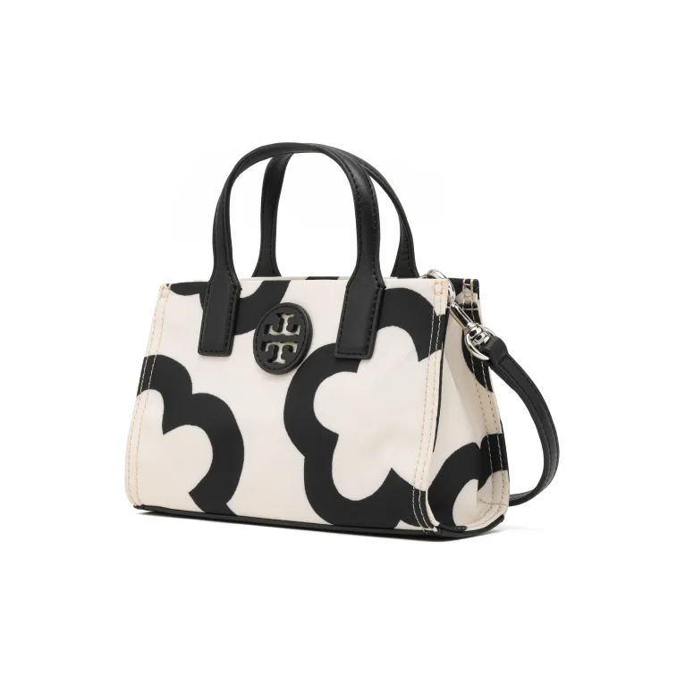 TORY BURCH Nylon Tote Bag Shopping Bag Portable Crossbody Bag Shoulder Bag Mini Women's White & Black-3