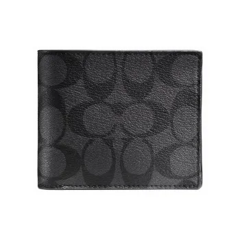 COACH 3 IN 1 Wallet Canvas Wallet Mini Men's Black Gray