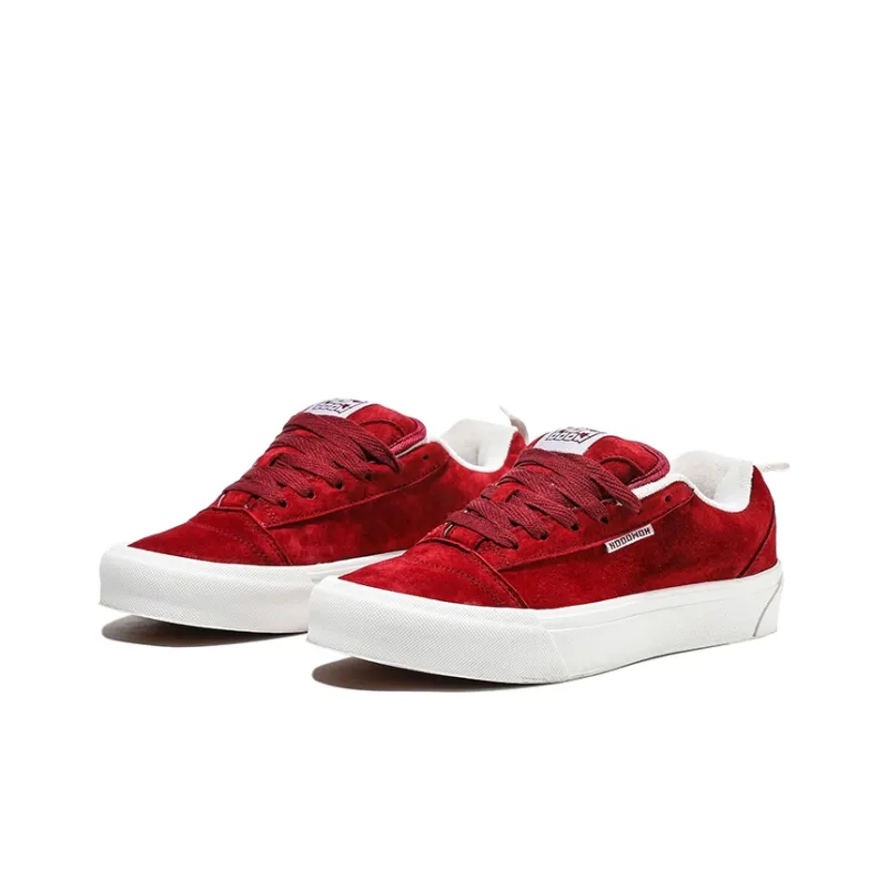 HOMDOON Coverage Wear Resistant Support Low Top Skateboard Shoes Unisex Deep Red-2