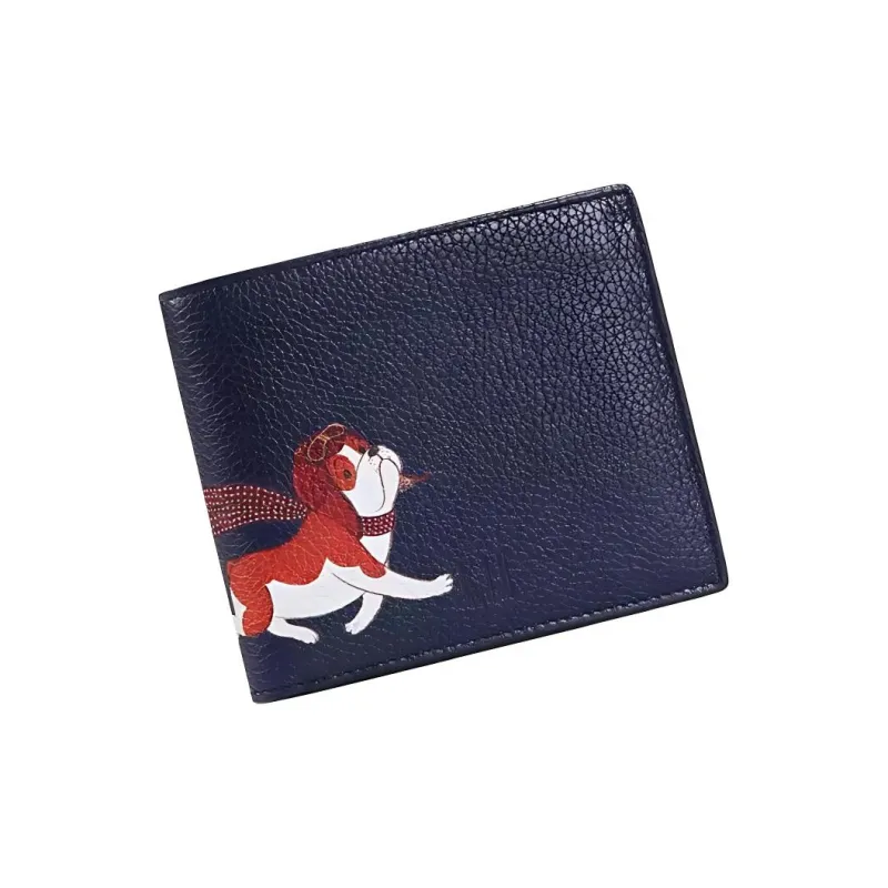 Dunhill Litchi Grain Calfskin Wallet Men's Dark Blue-1