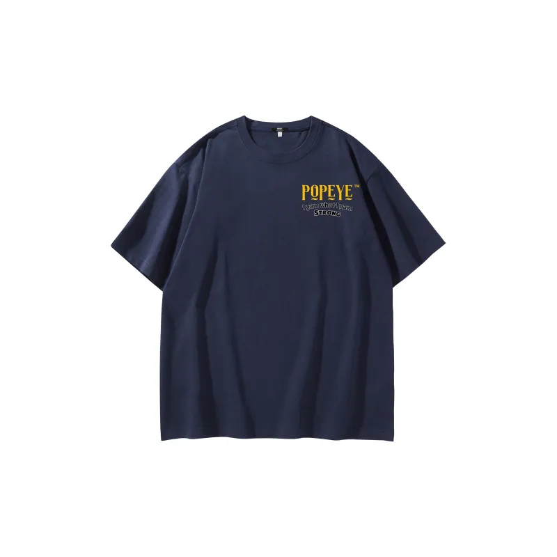 POPEYE Summer Off The Shoulder Loose Fit Casual Crew Neck Short Sleeved T Shirts Unisex-6