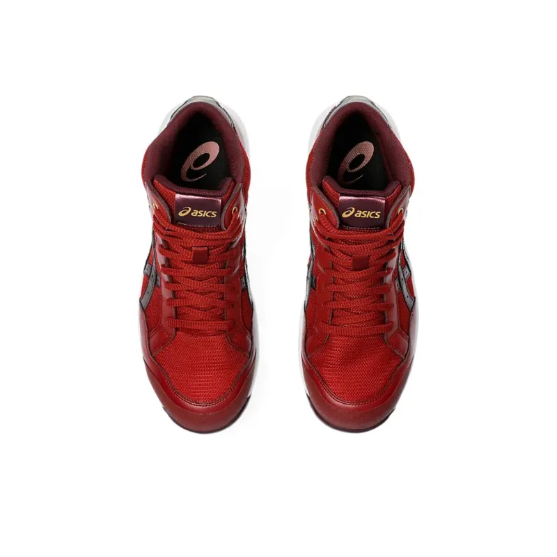 Asics Winjob Anti Slip Wear Resistant Mid Top Casual Shoes Unisex Burgundy-3
