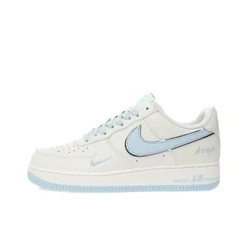 Nike Air Force 1 Slip Resistant Shock Absorbers Low Top Skateboard Shoes Women's White Blue