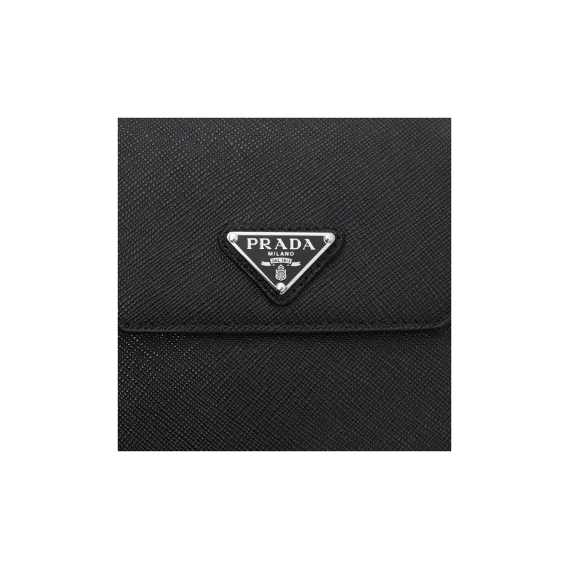 PRADA Saffiano Leather Coin Purses Camera Bags One Shoulder Crossbody Cell Phone Pouch Unisex Black-8