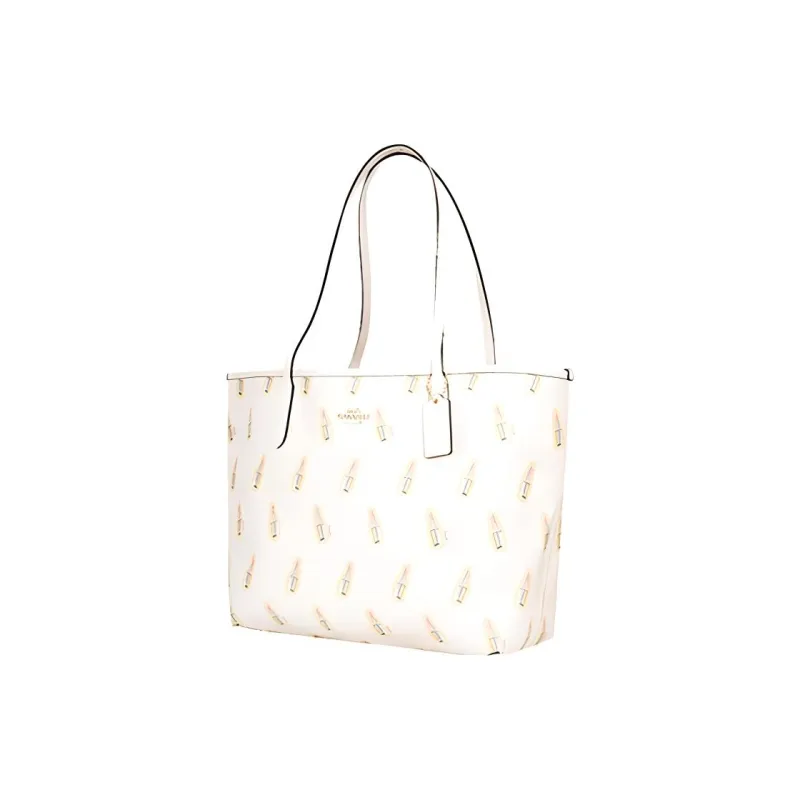 COACH Canvas With Leather Tote Bag, Shopping Bag, Shoulder Bag Large Size Women's White-1