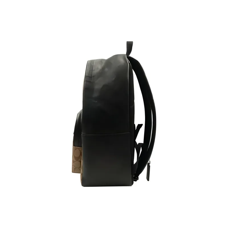 COACH Houston Leather Backpack Men's Khaki & Black Red-2