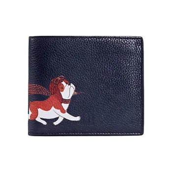Dunhill Litchi Grain Calfskin Wallet Men's Dark Blue