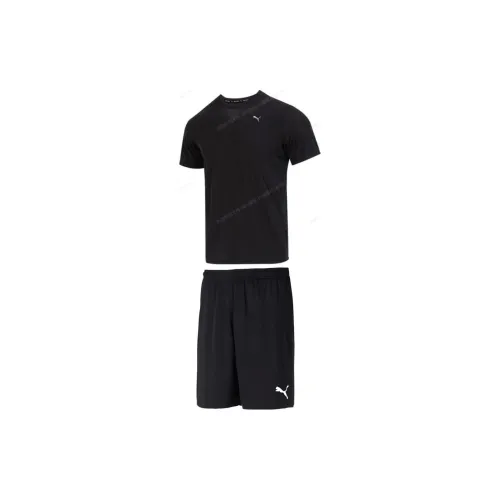 PUMA Casual Sportswear Men Black Tops+Black Shorts