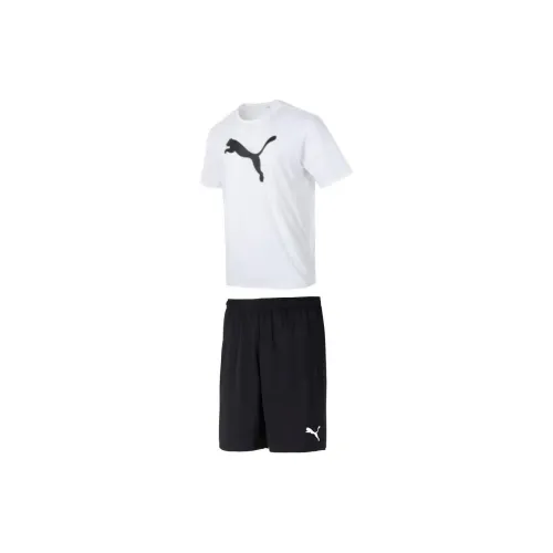 PUMA Casual Sportswear Men White Tops+Black Shorts