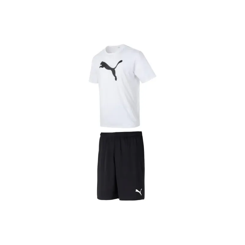 PUMA Casual Sportswear Men White Top+Black Shorts-0