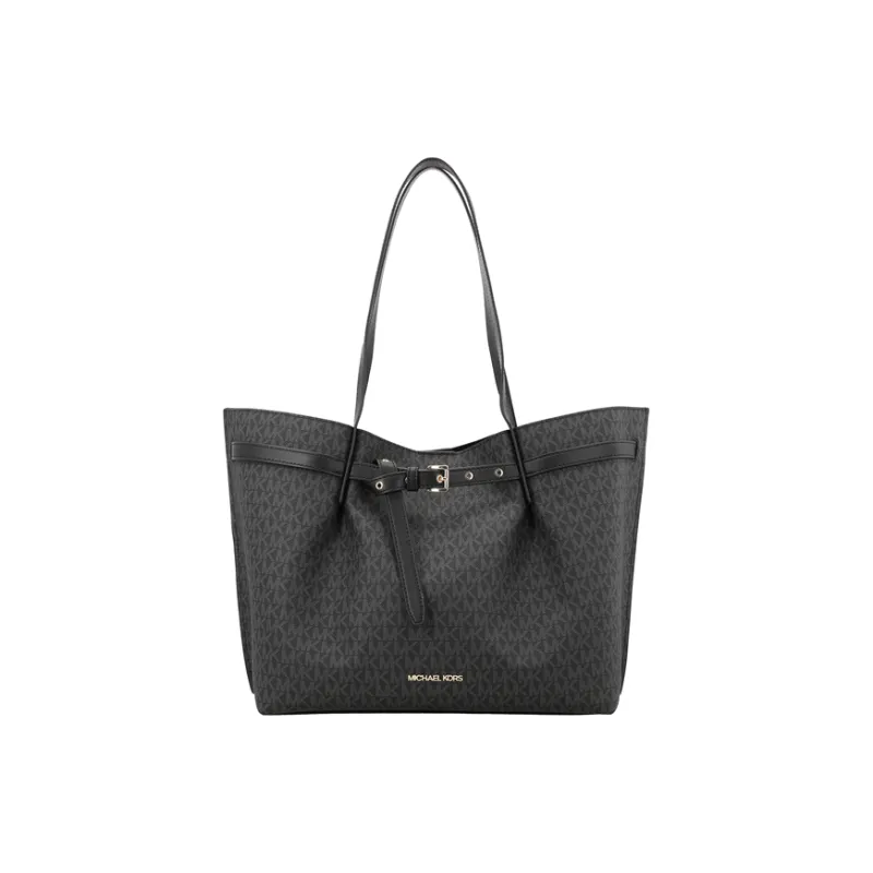 MICHAEL KORS Emilia Coated Canvas Tote Bag, Shopping Bag, Shoulder Bag, Handbag Tubas Women's Black-1