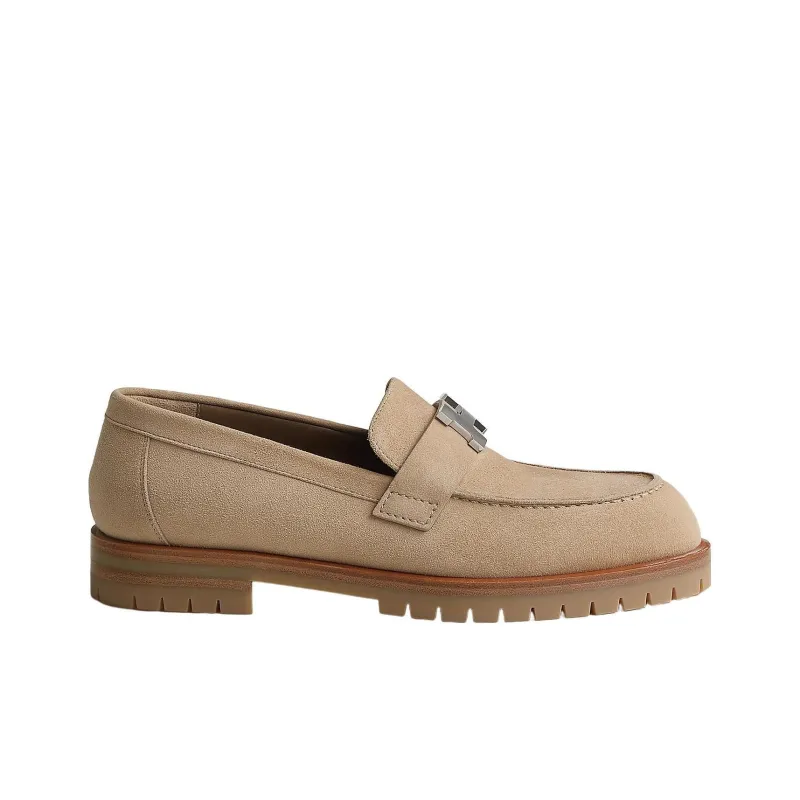 HERMES Faubourg Loafers Women's Beige-1