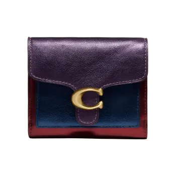 COACH Tabby Leather Wallet Small Size Women's Purple Red & Blue