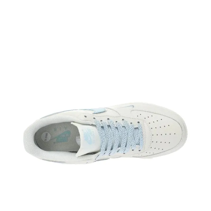 Nike Air Force 1 Slip Resistant Shock Absorbers Low Top Skateboard Shoes Women's White Blue-3