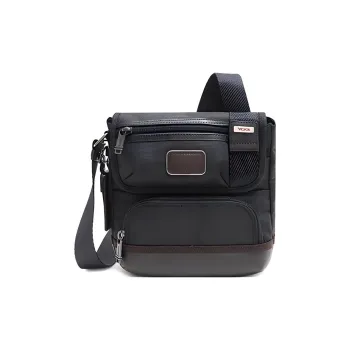 TUMI Ballistic Nylon With Leather Camera Bag, One Shoulder Asymmetrical Shoulder Bag Men's Black