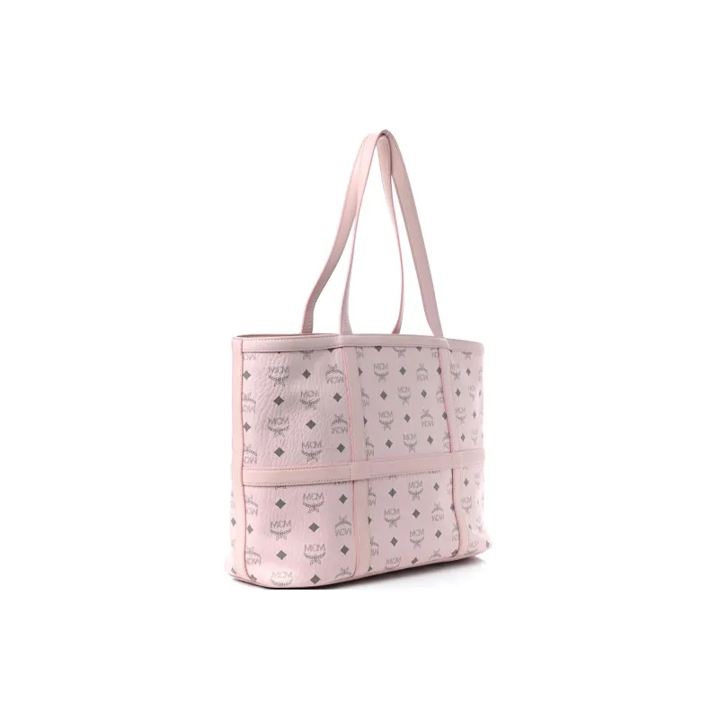 MCM Coated Canvas With Leather Tote Bag, Shopping Bag, Handbag, Shoulder Bag Medium Size Women's Pink-3