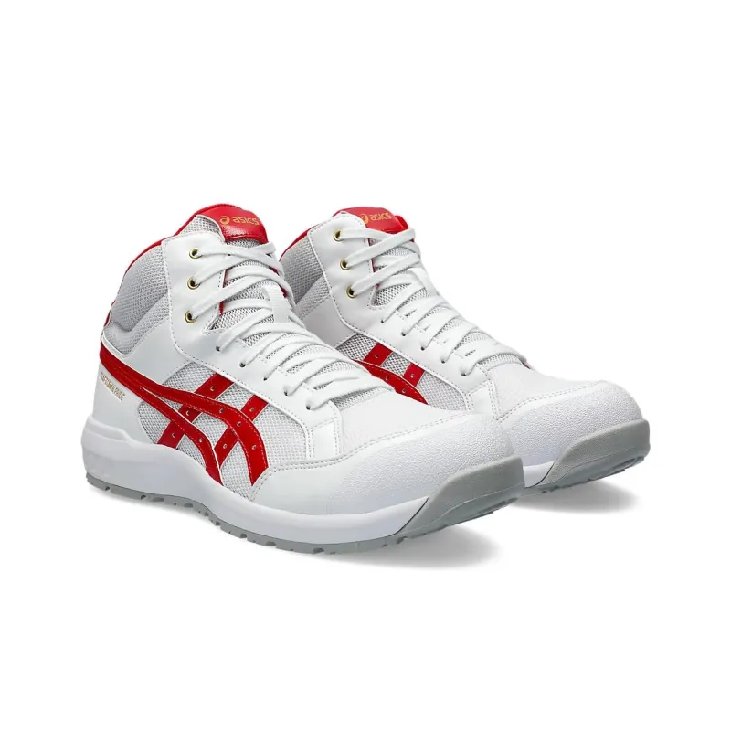 Asics Winjob Anti Slip Wear Resistant Mid Top Casual Shoes Unisex White Red-2