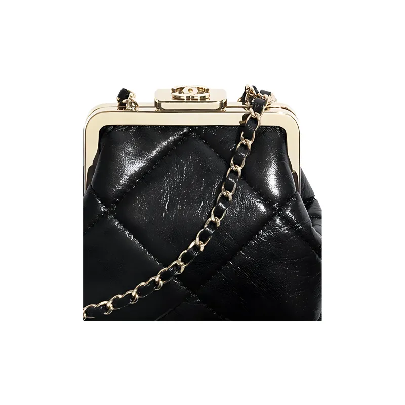 CHANEL Lambskin Dome Bag, Crossbody Bag, Shoulder Bag Women's Black-4