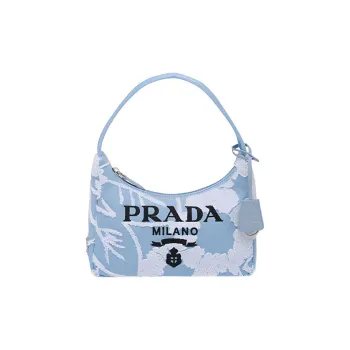 PRADA Re Edition Fabric Shoulder Bag, Handbag Women's Blue/White