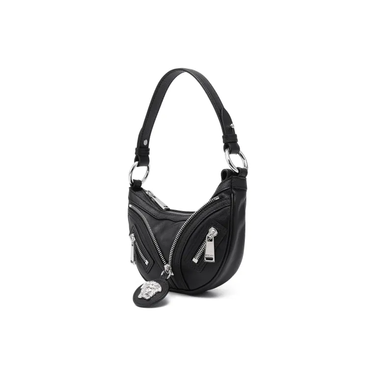 VERSACE Calfskin One Shoulder Handbag Small Size Women's Black-3