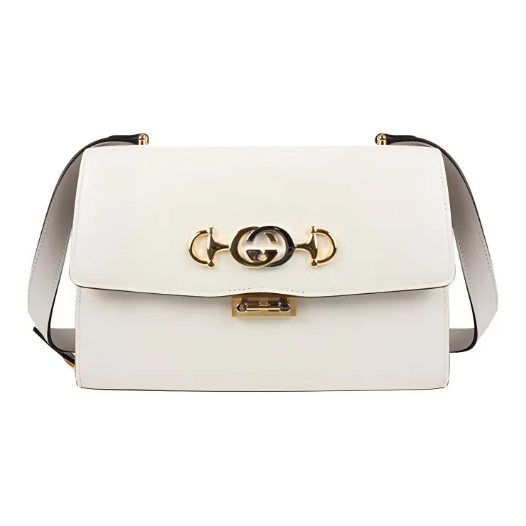 GUCCI Zumi Smooth Leather Shoulder Bag Small Size Women's White-0