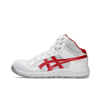 Asics Winjob Anti Slip Wear Resistant Mid Top Casual Shoes Unisex White Red