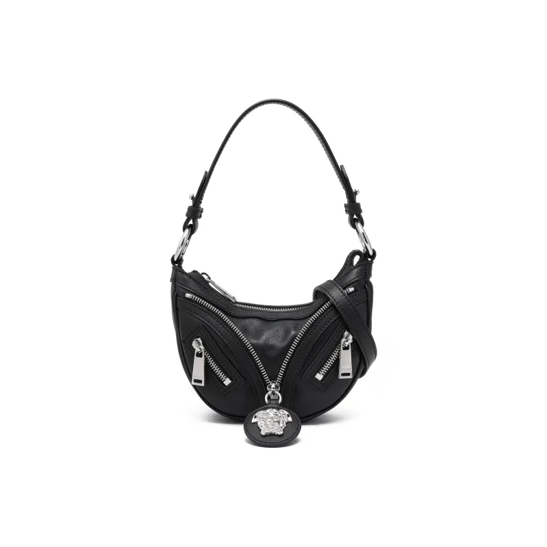 VERSACE Calfskin One Shoulder Handbag Small Size Women's Black-1