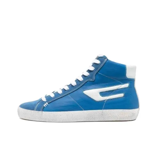 DIESEL Skateboard Shoes Men High-Top Blue/White