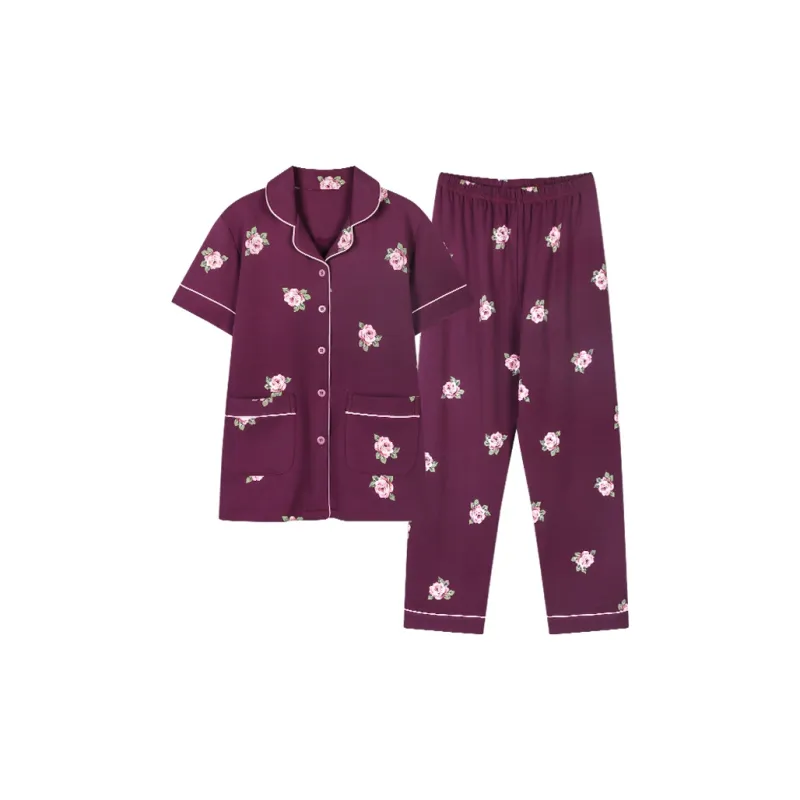 H YXIANG Pajama Set Women's Rose Purple-0
