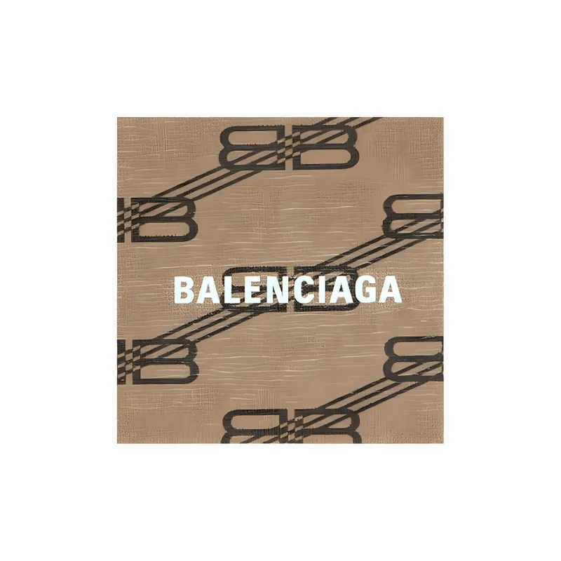 Balenciaga Coated Canvas Card Clip Zero Wallet Large Size Women's Beige/Brown-4