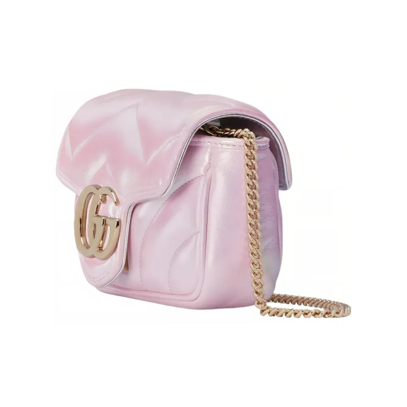 GUCCI GG Marmont Leather Shoulder Bag Crossbody Bag Extra Mini Women's Rainbow Pink-1