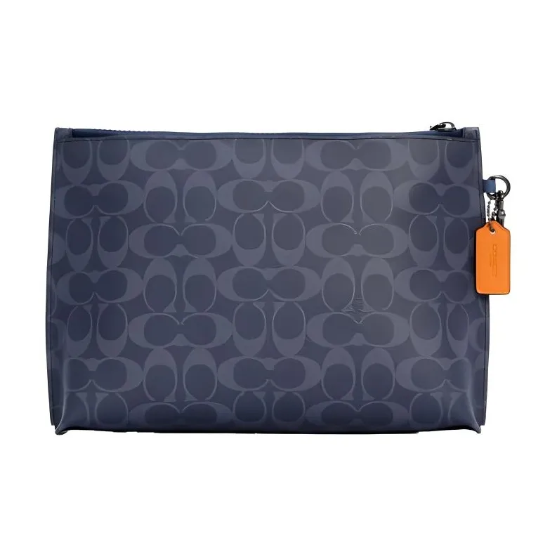 COACH Pouch Cowhide Patchwork Canvas Laptop Bag Briefcase Clutch Tubas Men's Midnight Blue-3