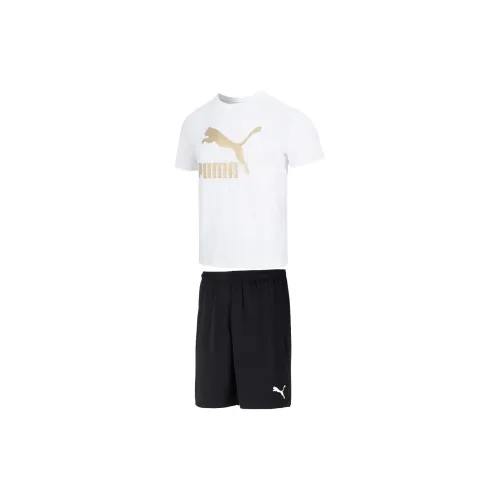 PUMA Casual Sportswear Men Set White Tops+Black Shorts