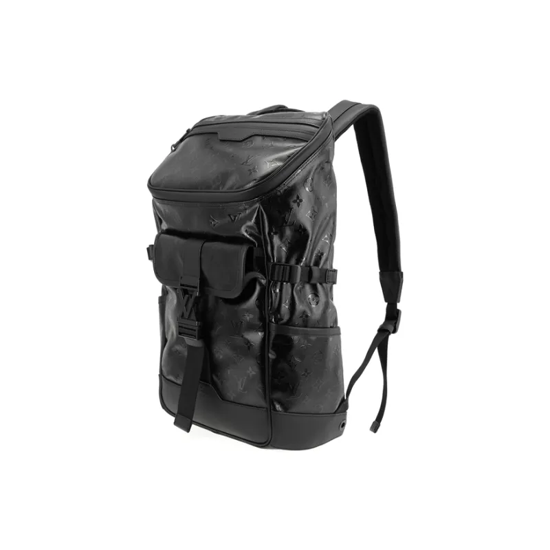LOUIS VUITTON Canvas With Leather Trim Backpack Men's Black-3