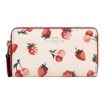 COACH Coated Canvas Coin Purse Card Holder, Wallet Women's Chalk White