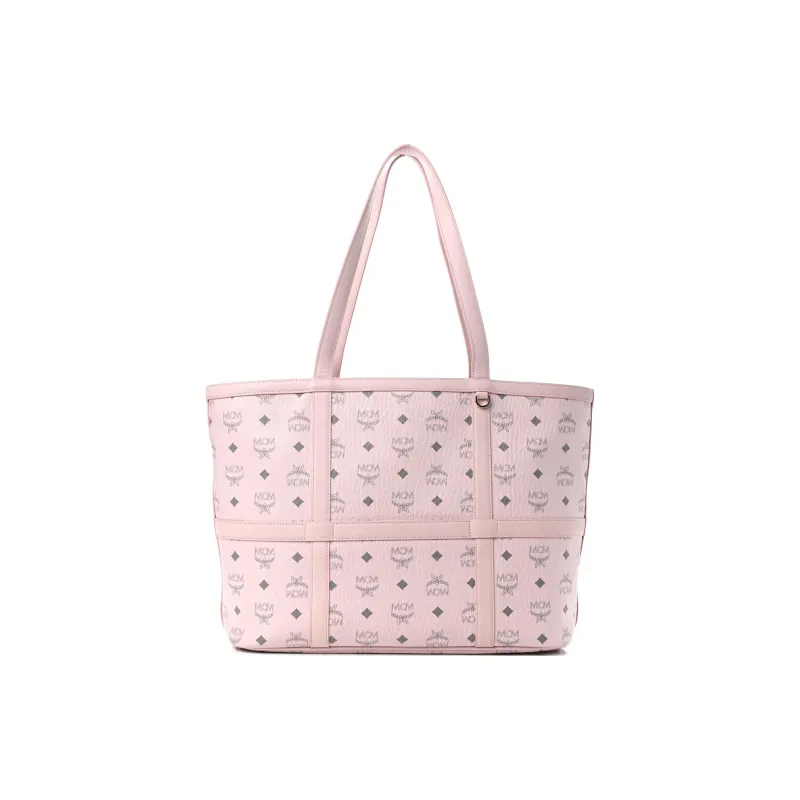 MCM Coated Canvas With Leather Tote Bag, Shopping Bag, Handbag, Shoulder Bag Medium Size Women's Pink-2