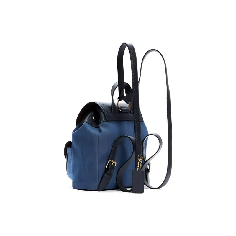 COACH Pennie Cow Leather Backpack Small Size Women's Denim Blue Mixed Color-1