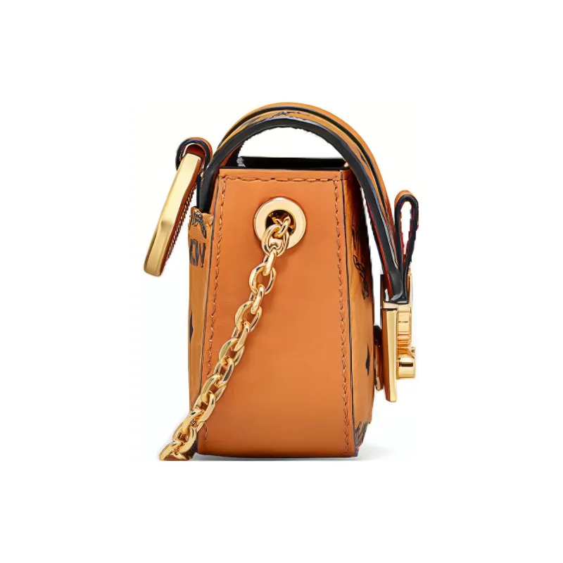 MCM Tracy Visetos Coated Canvas With Leather Trim Crossbody Bag, Shoulder Bag Women's Brown With Cognac-3