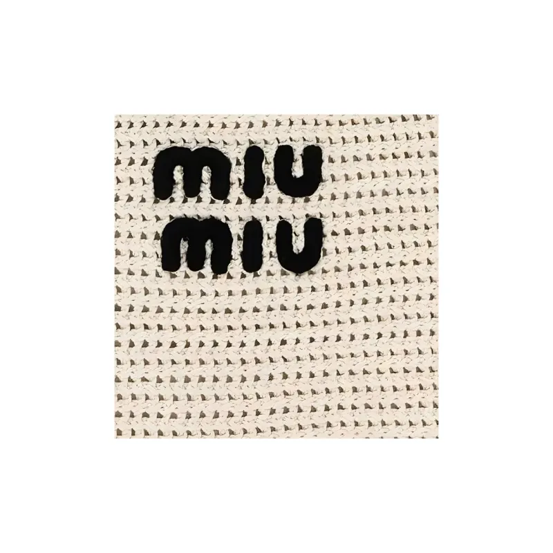 MIU MIU 100% Cotton One Shoulder Handbag Women's Ecru-3