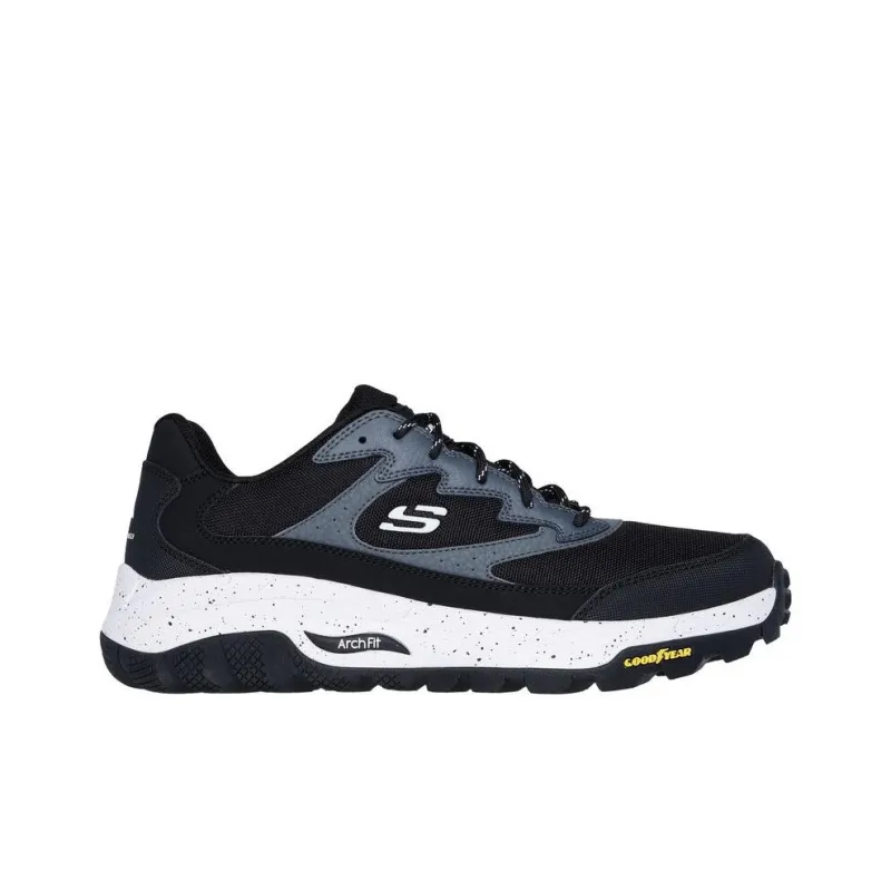 Skechers ARCH FIT SKIP TRACER Cushioned Anti-Slip And Wear-Resistant Lightweight Low-Top Hiking Shoes Men's Black White-1