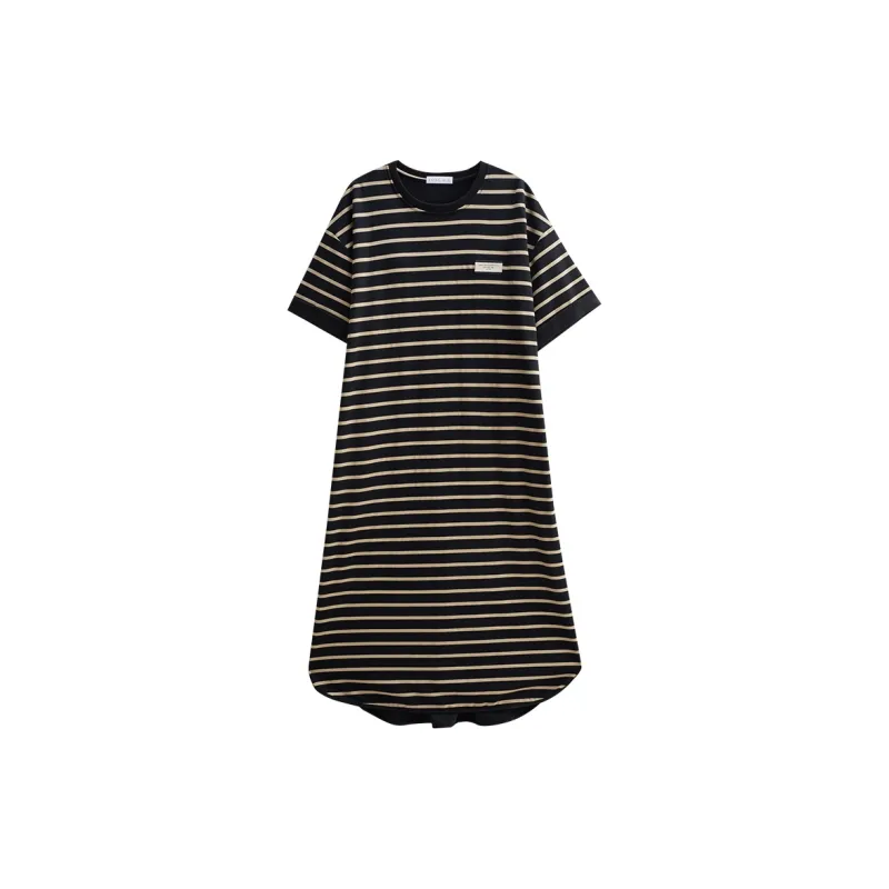 Same Language Nightgown Women's Almond Glossy Feather Black-0