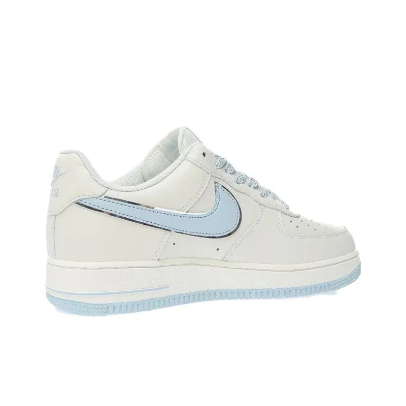Nike Air Force 1 Slip Resistant Shock Absorbers Low Top Skateboard Shoes Women's White Blue-2